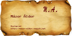 Mázor Áldor névjegykártya